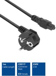 ACT Powercord мрежов конектор Schuko CEE 7/7 мъжки (под ъгъл) - C5 IEC 60320 1m черен AK5162 (AK5162)