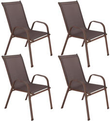 Brius Set 4 scaune gradina cu brate, cadru otel si sezut textilene, 53x72x92 cm, maro (GF-0073)