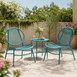 Brius Set bistro gradina 3 piese, scaune Acapulco si masa diametru 50 cm, cadru metalic, albastru (EZ-GGF021QZ01)