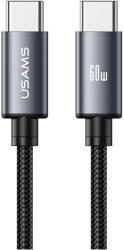 USAMS Cablu pentru incarcare si transfer de date USAMS U91, USB-C la USB-C, 60W, 3A, 1m, Negru (6958444997148)