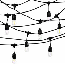  E27 foglalatos fényfüzér (IP44, 10 méter) 10 db meleg fehér LED izzóval (EC20087)