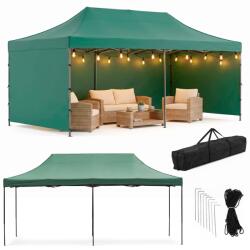 SPRINGOS kerti pavilon levehető oldalfalakkal 3x6m, zöld (GP0009)