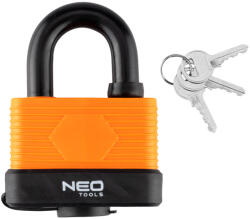 NEO TOOLS Lakat vízálló 65mm, acél, 3 kulcsos, gumibevonatos (85-012)