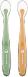 Petite&Mars Take&Match 2 db puha szilikon kanál tokkal 6m+, Pea/Ochre