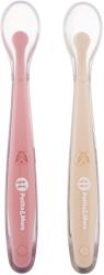Petite&Mars Take&Match 2 db puha szilikon kanál tokkal 6m+, Sand/Rose