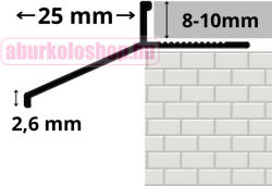 Rodelux alumínium terasz vízvető profil 10 mm x 25 mm eloxált inox 250 cm (OKAPIN10)