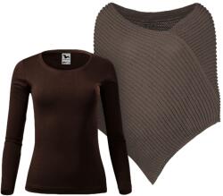 Bontis Set damă: poncho tricotat și tricou cu mânecă lungă - Cașmir / maro cafea | S (set-L495/MAL169_3/coffe_S)