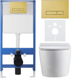 Cerano - Komplett falsík alatti WC-szett Lite/Felci - fényes fehér - Slim WC-nyomógomb, arany - falsík előtti/gipszkarton - 52, 5x36 cm (CER-355976)