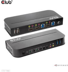 Club 3D KVM Switch - CSV-1382 (Dual HDMI, 4K60Hz, USB, PC KVM funkció, HDR, 3D támogatás) (CSV-1382) - alarmtrade