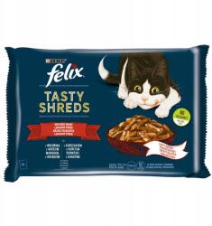 FELIX Purina Felix Tasty Shreds Nedves Macskaeledel 4x80g Marha Csirke