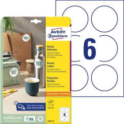Avery-Zweckform Etikett univerzális 80 mm kör AVERY ZWECKFORM 60 etikett/csomag (6229-10)