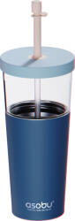 Asobu Pahar termic cu pai Marina 850 ml, albastru pastel (ICT400 PASTEL BLUE)