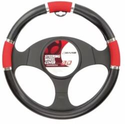 4Cars Husa volan auto 4Cars marimea M, 37-39 cm, negru/rosu (4C92254)