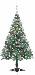 vidaXL Brad Craciun pre-iluminat înghetat globuri/conuri pin, 150 cm GartenMobel Dekor (3077613)