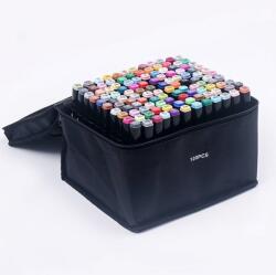  Set 120 markere duble WePro Store, profesionale, subtire si gros, cerneala pe baza de alcool, geanta de depozitare, Multicolore (DF-67)
