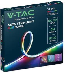 V-TAC Kit banda LED NEONFLEX MAGIC RGB 5m 5VDC IP20 + telecomanda V-tac SKU-24050 (3800170251878)