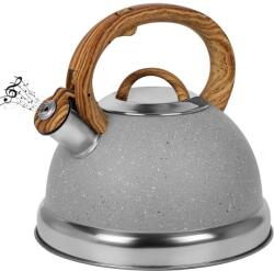 Belle Vous Ceainic fluierator, Belle Vous, din otel inoxidabil, 3 L, maner rezistent la caldura, 23 x 23 x 23 cm, compatibil cu toate tipurile de plita, Gri (5061014882841)
