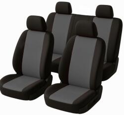 Kiwari Set huse scaune auto universale, 7 piese, bumbac si poliester cu spuma, 2 scaune fata, bancheta spate in 4 piese, 4 tetiere, gri/negru (5941947800726)