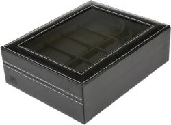 H&S Cutie cu capac din sticla pentru 10 ceasuri, H&S, negru, cu pernite, ‎22.5 x 7.5 x 20.5 cm (799475472152)