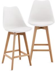 Kiwari Set de 2 Scaune de Bar/Bucatarie Kiwari® Sama, Sezut PP, Picioare Lemn Fag, Design Modern Bucatarie/Dining, Inaltime 68 cm, Capacitate 120 kg, Alb (5941947802072)