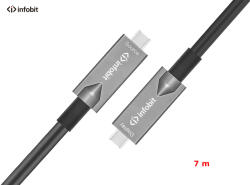 Infobit USB C 3.1 Gen2 оптичен кабел, Type C към C, Infobit iFiber AOC-USB-CCDV-07, данни + видео + PD, 10 Gbps, 7м (AOC-USB-CCDV-07)