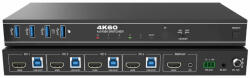 EVOCONNECT KVM Суичър 4x1, HDMI 4K@60, 18Gbps, HDCP2.3, HDR/HDR10/HDR10+/Dolby Vision, с RS232 и дистанционно (4portKVMswitch4K60)