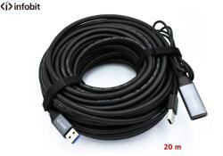 Infobit Активен USB 3.0 удължителен кабел AM/AF, Infobit iCable-USB-ACC20, 5Gbps, 20 м (iCable-USB-ACC20)