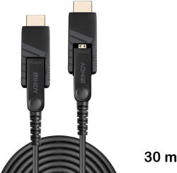 Lindy 30 м 4K60 хибриден Micro-HDMI оптичен кабел с откъсваеми HDMI и DVI конектори, Lindy 38322 (38322)
