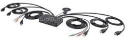 StarTech 2-Port Dual-Monitor HDMI Cable KVM Switch, 4K 60Hz, Compact KVM with 5ft/1.5m USB-A/HDMI/Audio Integrated Cables (C2-DH46-UA2-CBL-KVM) (C2-DH46-UA2-CBL-KVM)