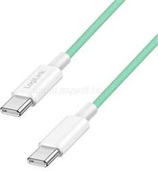 LogiLink USB 2.0 Type-C kábel, C/M - C/M, 480 Mbps, 60W, nejlon, zöld, 0, 5 m (LOGILINK_CU0346) (LOGILINK_CU0346)