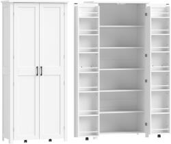 HOMCOM Dulap Modern de Bucătărie: Roți, 2 Uși, 14 Suporturi, Alb. | Aosom Romania (83A-498V00WT)