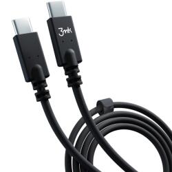 3mk Protection adat- és töltőkábel, hiperszilikon, USB Type-C-USB Type-C, 1 m, PD 100 W, fekete