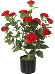HOMCOM Plantă Artificială de Camelie 65 cm Arbore Artificial în Ghiveci cu Flori din Mătase Realiste 116 Frunze Efect Mușchi Roșu | Aosom Romania (83C-224V00RD)