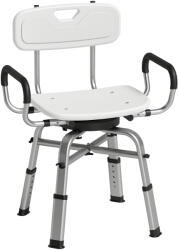 HOMCOM Scaun de Duș Rotativ Reglabil pe Înălțime cu Brațe, Spătar, Capacitate 150 kg, Alb | Aosom Romania (712-077V00WT)