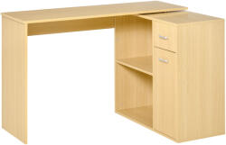 HomCom Birou Colt Elegant cu Rafturi Sertare, Stejar, 117x82x74cm | Aosom Romania (836-073AK)