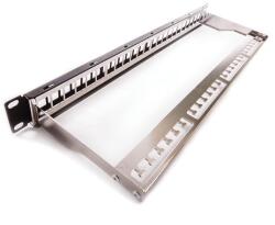 KELine Patch Panel 1U 24 db keystone modul számára, csatlakozó nélkül, Fekete (KEP-EMPTY-S)