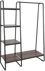  Polc 4 polccal mdf dió és fekete fém Robyn 101x40x150 cm