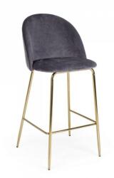  Bárszék arany vas háttámlával és szürke bársony ülőfelülettel Carry 51 cm x 55 cm x 105 m x 74 m