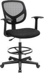 SONGMICS magas irodai szék, forgó, állítható lábtartó, magasságállítással 55-75 cm, 64x64x97 cm, fekete