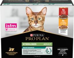 PRO PLAN PRO PLAN Sterilised Nedves macskatáp ivartalanított macskáknak marhahússal és csirkével szószban, 10x85 g