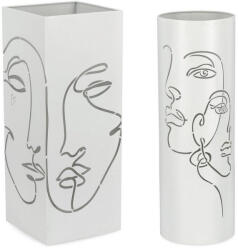  2 db-os esernyőtartó szett, fehér acél, Evans, 20x20x52m; Ã¸18x52m