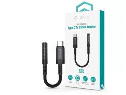 DEVIA EC608 audió adapter kábel 3.5mm jack aljzat - Type-C, 12cm, FEKETE ST111165 (ST111165)