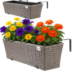 Deuba Set 2 bucăți jardiniere din ratan - crem