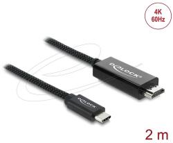 Delock Koaxiális USB Type-C - HDMI kábel (DP Alt Mode) 4K 60 Hz fonott borítással 2 m (81704)