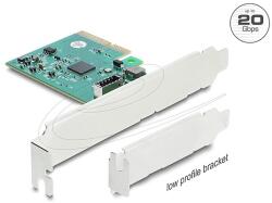 Delock PCI Express x4 Kártya 1 x belső USB 20 Gbps E típusú A kulcsos csatlakozóval alacsony profilú formatényező (91070)