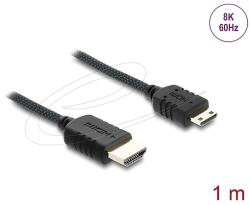 Delock Koaxiális High Speed HDMI kábel HDMI dugó - Mini HDMI dugó 8K 60 Hz fonott borítással 1 m (81687)