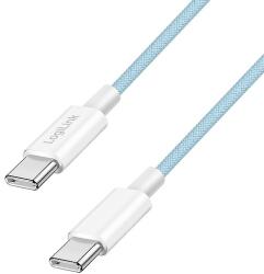 LogiLink USB 2.0 Type-C kábel, C/M - C/M, 480 Mbps, 60W, nejlon, kék, 1, 5 m (CU0351) - dellaprint