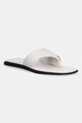 Calvin Klein șlapi pentru femei, din piele FLAT SANDAL THONG LTH PPY2-KLD01J_01X