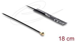 Delock WiFi 2, 4 GHz Antenna I-PEX Inc. , MHF I-dugó 3, 4 dBi mindenirányban rögzíthető, csatlakozó kábellel (1.13, 18 cm), NYÁK-lap, belső öntapadós (12720)
