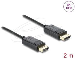 Delock Koaxiális DisplayPort kábel 8K 60 Hz fonott borítással 2 m (81674)